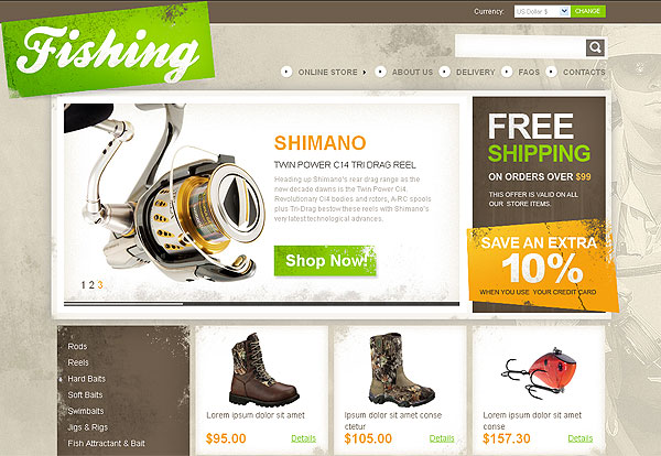 Fisherman Sport Template For Virtuemart